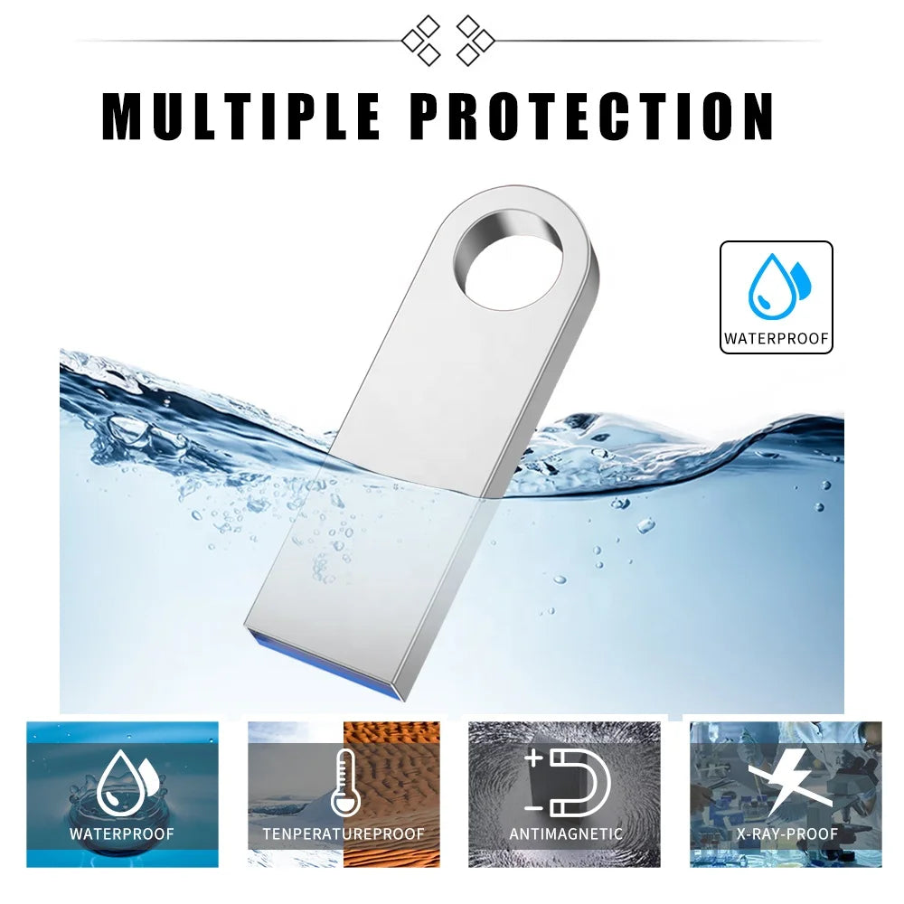 100PCS/lot Metal Pen Drive 64GB 32GB 16GB USB Flash Drive 8GB 4GB U Disk 2GB 1GB 128M 256M 512M Key Usb Stick Free Custom Logo