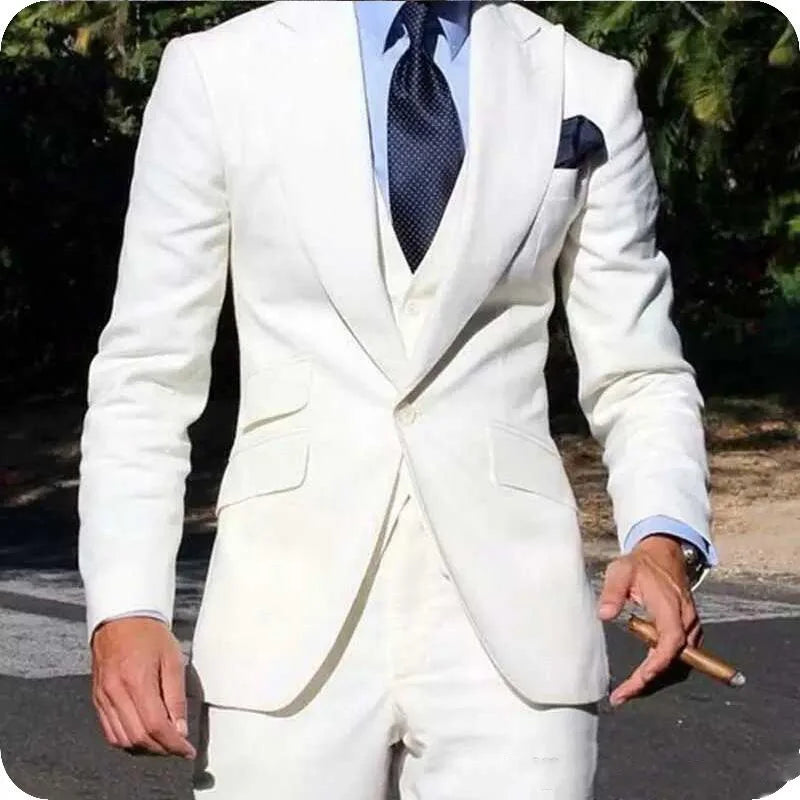 Classy Wedding Tuxedos Suits Slim Fit Bridegroom For Men 3 Pieces Groomsmen Suit Male Cheap Formal Business  (Jacket+Vest+Pants