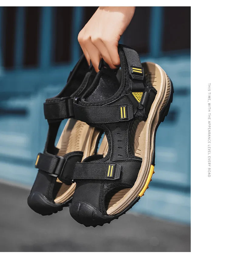 Hot Sale Summer Beach Men's Sandals Handmade Genuine Leather Sandals Outdoor Non-slip Wading Shoes Comfortable Men Casual Shoes