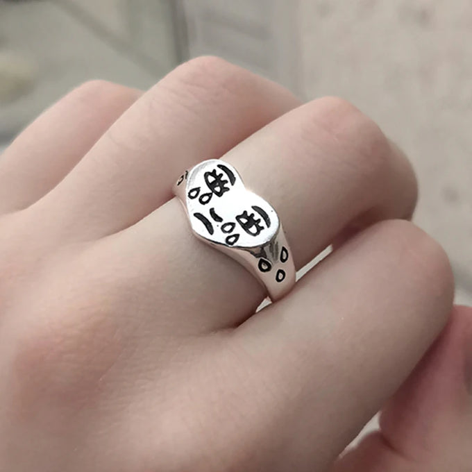 Crying Face Open Ring — product image
