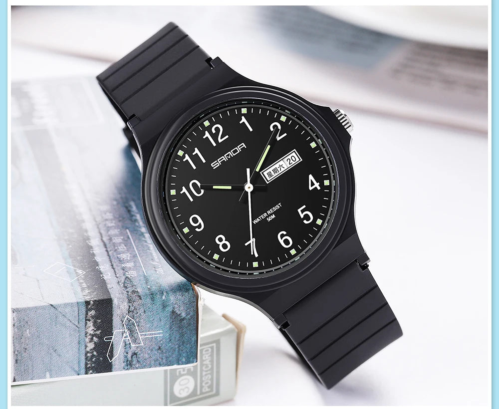 Fashion Sanda Top Brand Calenda Quartz Watch Minimalism Style Ladies Wristwatch Simple Black White Waterproof Watch Clock Reloj