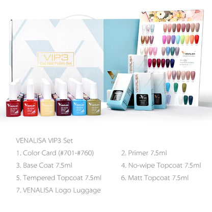 Venalisa Color Gel Nail Polish VIP Kit Full Cover Enamel For Nail Manicure Glitter Sparkle UV Gel Soak Off Nail Gel Polish 7.5ml