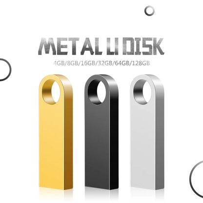 100PCS/lot Metal Pen Drive 64GB 32GB 16GB USB Flash Drive 8GB 4GB U Disk 2GB 1GB 128M 256M 512M Key Usb Stick Free Custom Logo