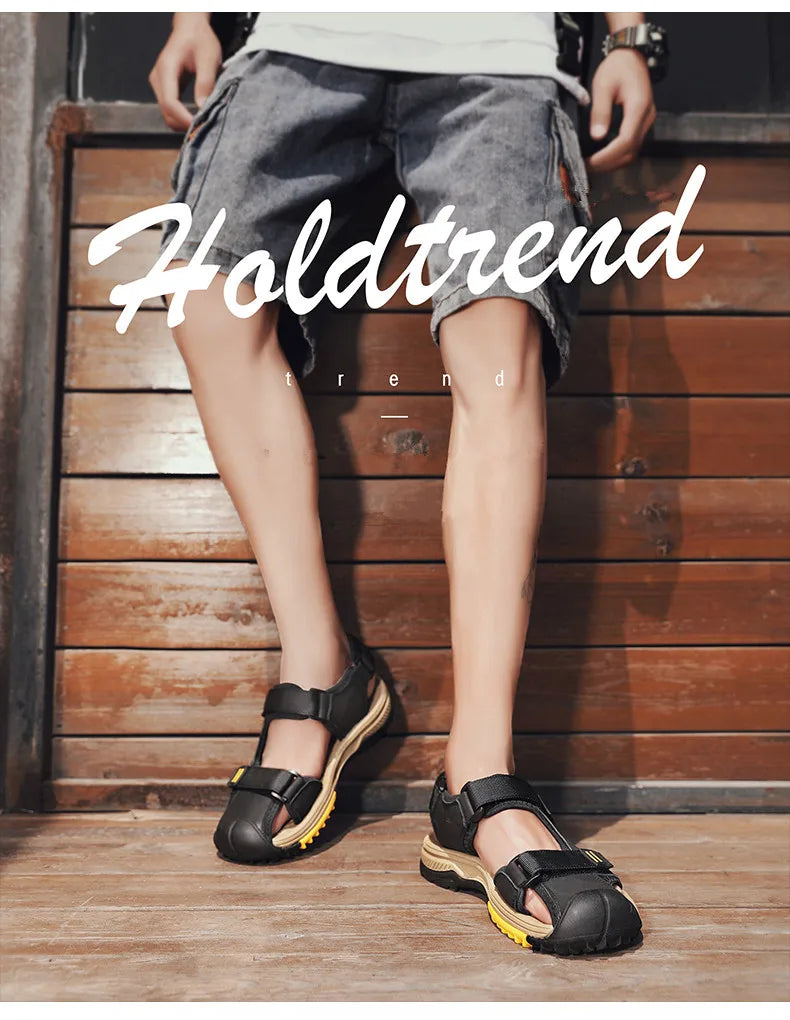 Hot Sale Summer Beach Men's Sandals Handmade Genuine Leather Sandals Outdoor Non-slip Wading Shoes Comfortable Men Casual Shoes