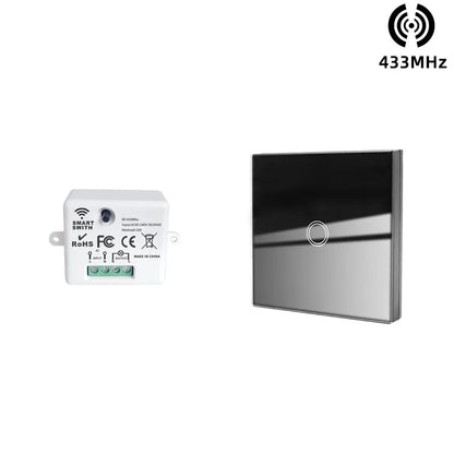 433MHz Smart Light Switch Rf Wireless Touch Wall Switch with Remote Control Tempered Glass Panel Switch for Home LED LAMP 220V