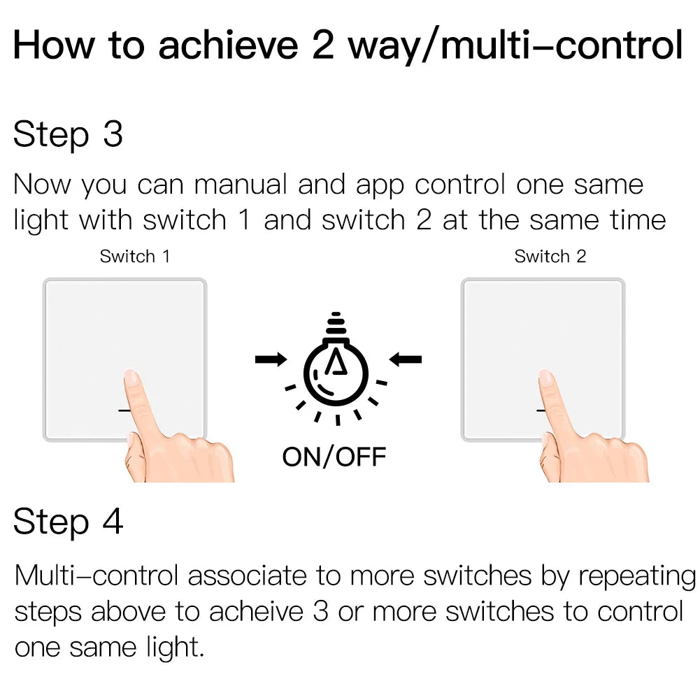 MOES Smart Light Switch Tuya ZigBee No Neutral Wire No Capacitor Needed Smart Life 2/3 Way Works with Alexa Google APP Remote