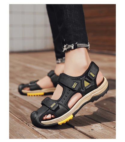 Hot Sale Summer Beach Men's Sandals Handmade Genuine Leather Sandals Outdoor Non-slip Wading Shoes Comfortable Men Casual Shoes