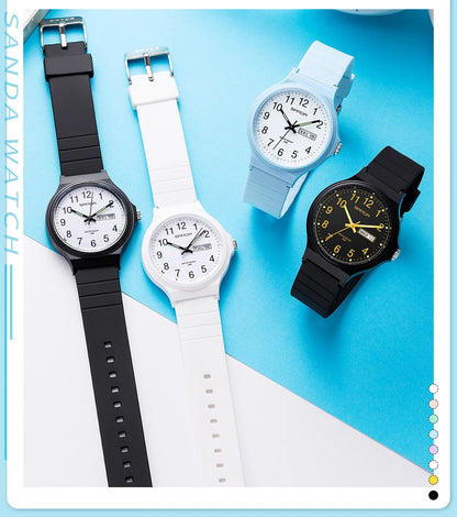 Fashion Sanda Top Brand Calenda Quartz Watch Minimalism Style Ladies Wristwatch Simple Black White Waterproof Watch Clock Reloj