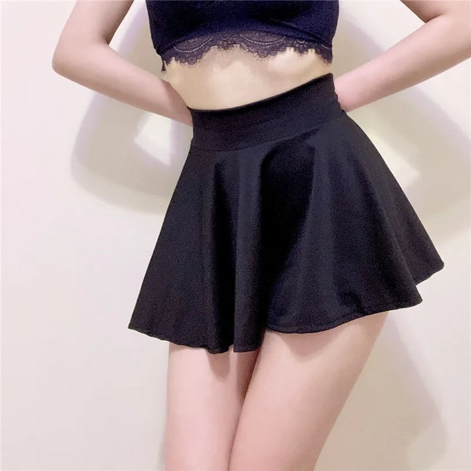Sheer Ruffled Pleated Mini Skirt