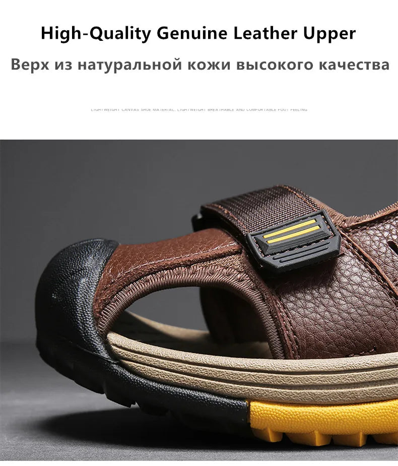 Hot Sale Summer Beach Men's Sandals Handmade Genuine Leather Sandals Outdoor Non-slip Wading Shoes Comfortable Men Casual Shoes