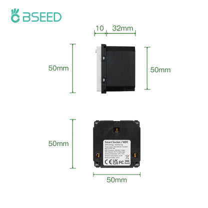 BSEED EU Stanndard Wifi Electrical Sockets Power Monitor Outlets Tuya Smart Life Alexa App Control Timing Function DIY Parts