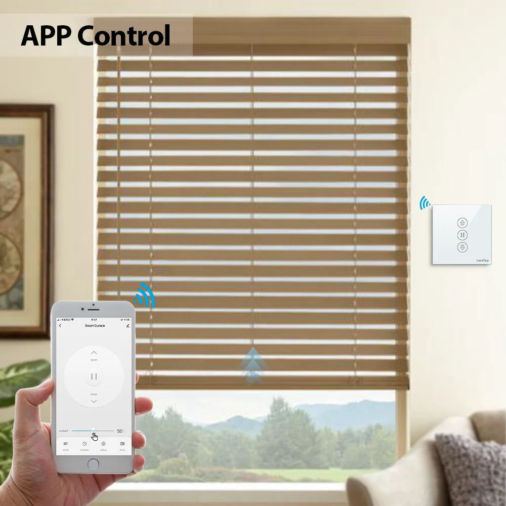 LoraTap 4th Tuya Roller Shutter Blinds Curtain Switch Remote Control Percentage Operate work with Google Home Alexa Smart Life