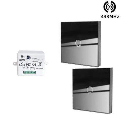 433MHz Smart Light Switch Rf Wireless Touch Wall Switch with Remote Control Tempered Glass Panel Switch for Home LED LAMP 220V