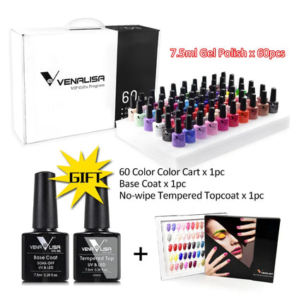 1Set VENALISA TPO FREE Whole Set Nail Gel Polish with Color Display For New Learner Nail Maincure Gel Varnish Branded Suitcase