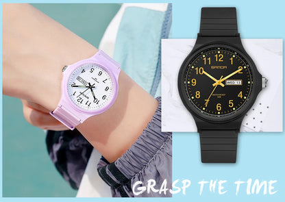 Fashion Sanda Top Brand Calenda Quartz Watch Minimalism Style Ladies Wristwatch Simple Black White Waterproof Watch Clock Reloj