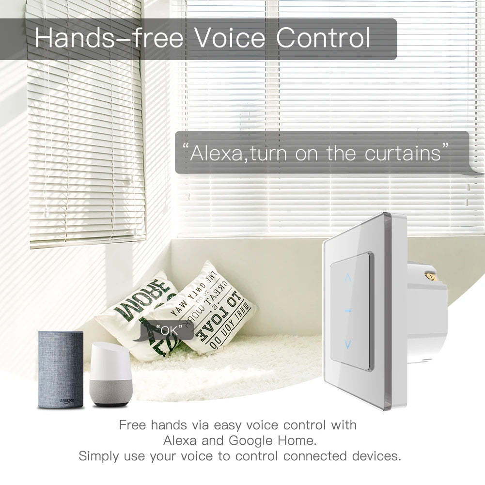 New WiFi Smart Curtain Switch Touch Design for Motorized Curtains and Roller Blinds work with Tuya Smart Life App Alexa Google