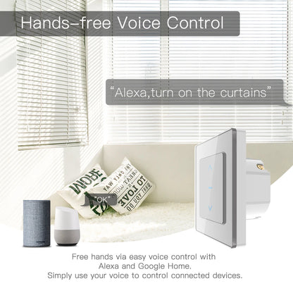 New WiFi Smart Curtain Switch Touch Design for Motorized Curtains and Roller Blinds work with Tuya Smart Life App Alexa Google