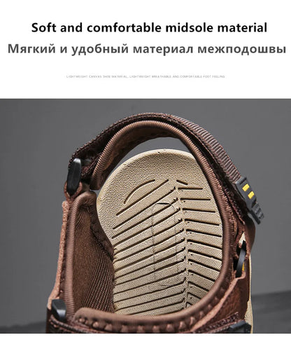 Hot Sale Summer Beach Men's Sandals Handmade Genuine Leather Sandals Outdoor Non-slip Wading Shoes Comfortable Men Casual Shoes