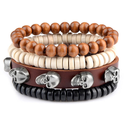 Viking Gothic Leather Bracelet Multilayer Vinatge Men Bracelets Leather Punk Combination Bracelet For Men Jewelry