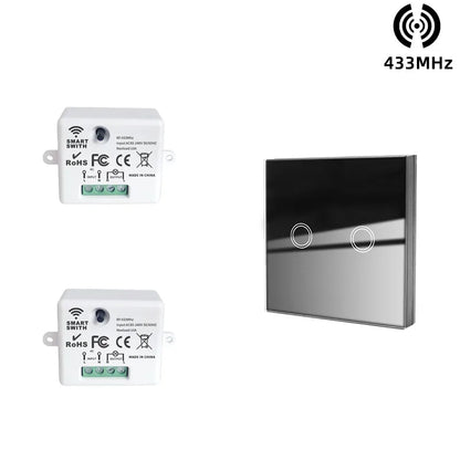 433MHz Smart Light Switch Rf Wireless Touch Wall Switch with Remote Control Tempered Glass Panel Switch for Home LED LAMP 220V