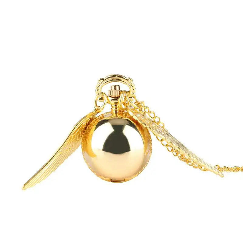 Antique Retro Ball Shaped Quartz Pocket Watch Fashion Sweater Angel Wings Necklace Chain Souvenir Gift for Men Women kids