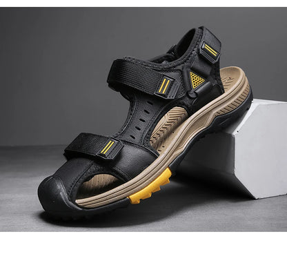 Hot Sale Summer Beach Men's Sandals Handmade Genuine Leather Sandals Outdoor Non-slip Wading Shoes Comfortable Men Casual Shoes