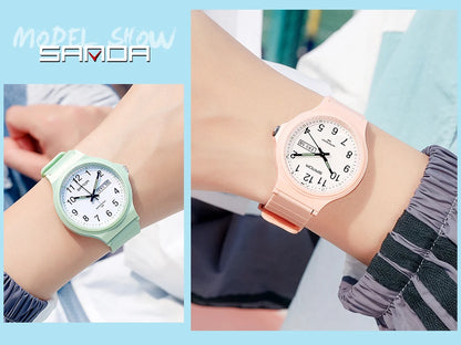 Fashion Sanda Top Brand Calenda Quartz Watch Minimalism Style Ladies Wristwatch Simple Black White Waterproof Watch Clock Reloj