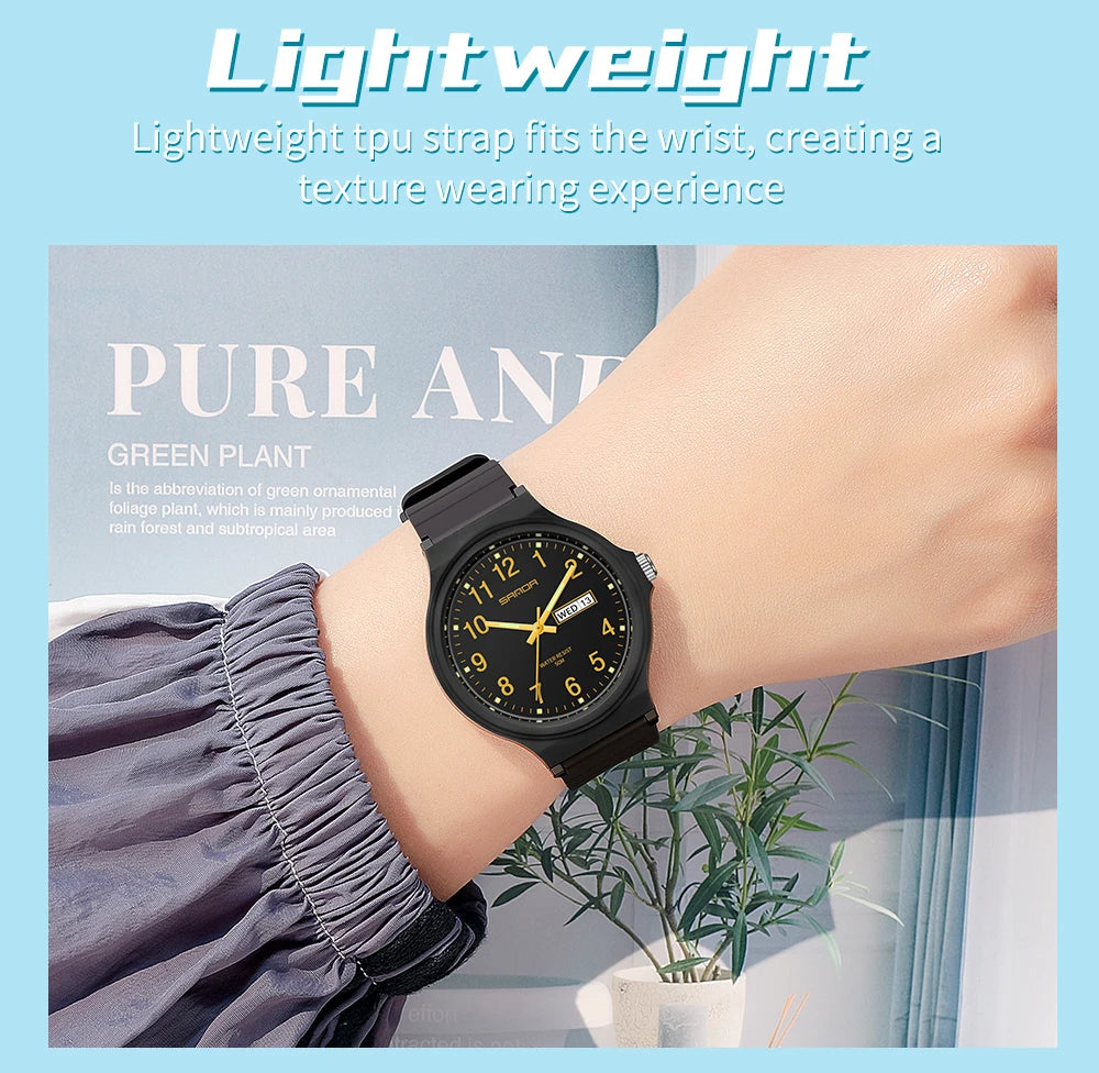 Fashion Sanda Top Brand Calenda Quartz Watch Minimalism Style Ladies Wristwatch Simple Black White Waterproof Watch Clock Reloj