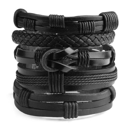 Viking Gothic Leather Bracelet Multilayer Vinatge Men Bracelets Leather Punk Combination Bracelet For Men Jewelry