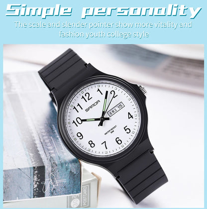 Fashion Sanda Top Brand Calenda Quartz Watch Minimalism Style Ladies Wristwatch Simple Black White Waterproof Watch Clock Reloj