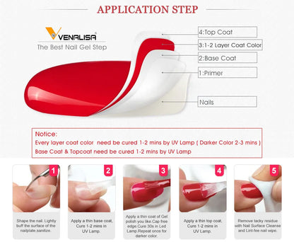 Venalisa Color Gel Nail Polish VIP Kit Full Cover Enamel For Nail Manicure Glitter Sparkle UV Gel Soak Off Nail Gel Polish 7.5ml