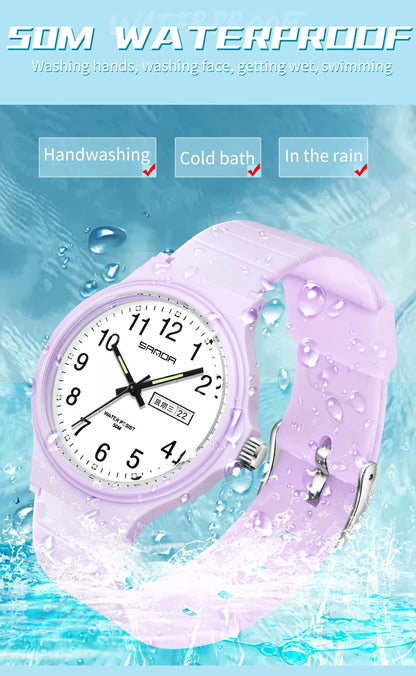 Fashion Sanda Top Brand Calenda Quartz Watch Minimalism Style Ladies Wristwatch Simple Black White Waterproof Watch Clock Reloj