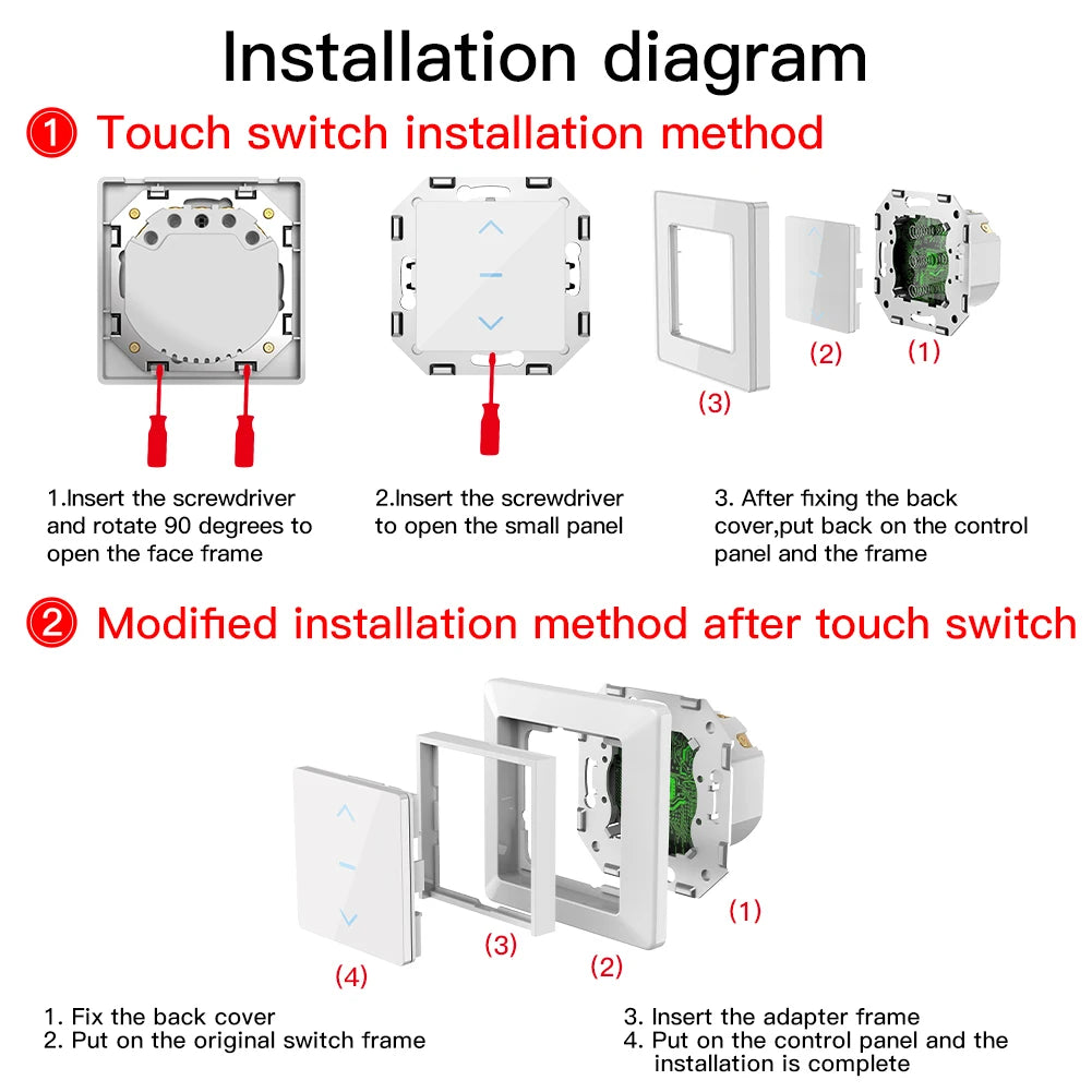 New WiFi Smart Curtain Switch Touch Design for Motorized Curtains and Roller Blinds work with Tuya Smart Life App Alexa Google