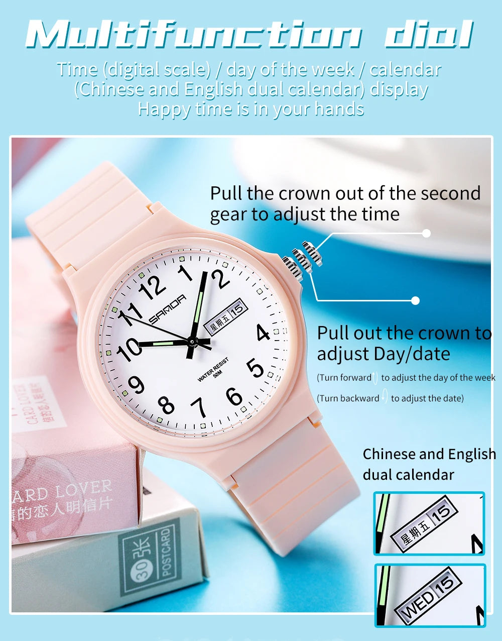 Fashion Sanda Top Brand Calenda Quartz Watch Minimalism Style Ladies Wristwatch Simple Black White Waterproof Watch Clock Reloj