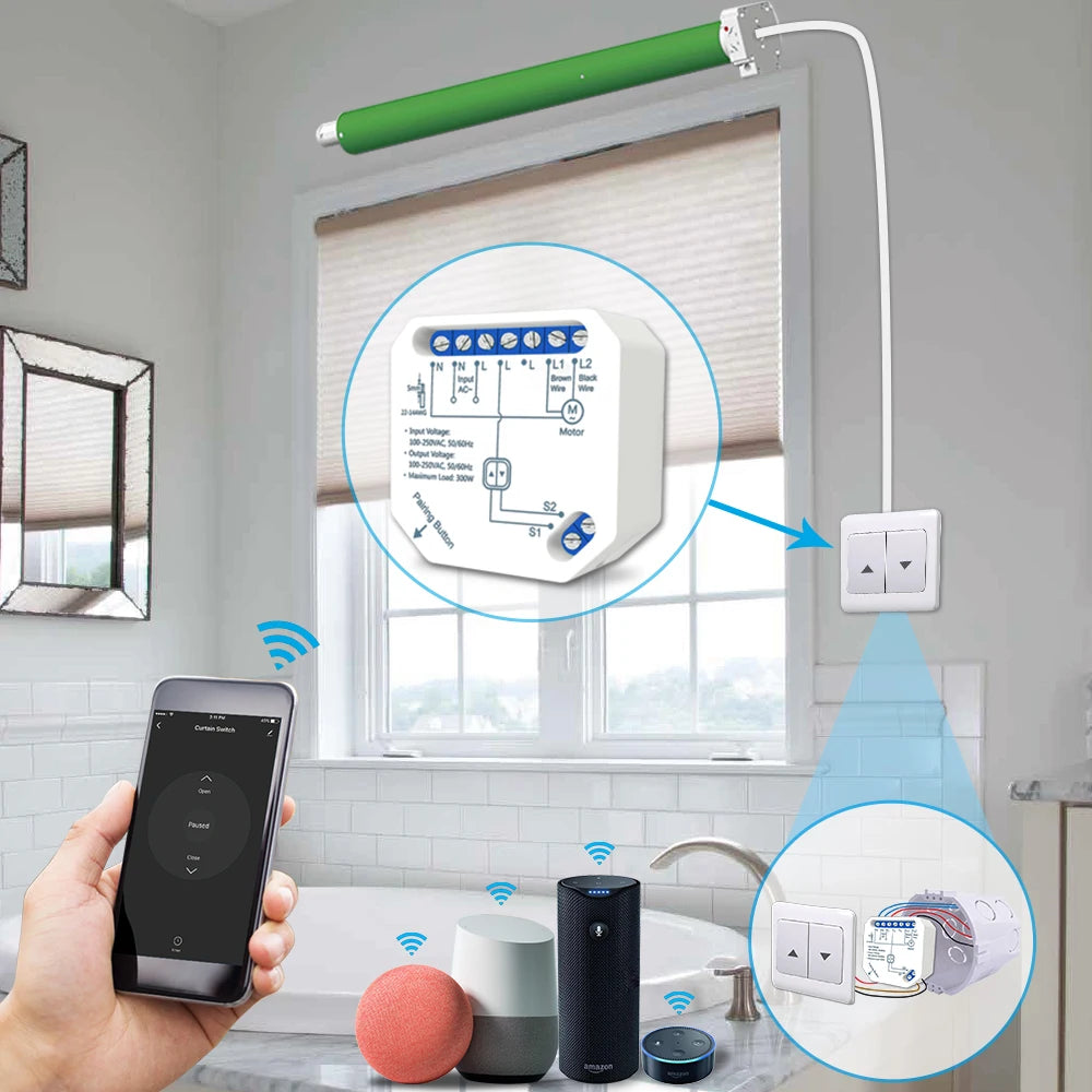 Tuya Smart Life WiFi Blind Curtain Switch with Remote for Electric Roller Shutter Sunscreen Google Home Alexa Smart Home
