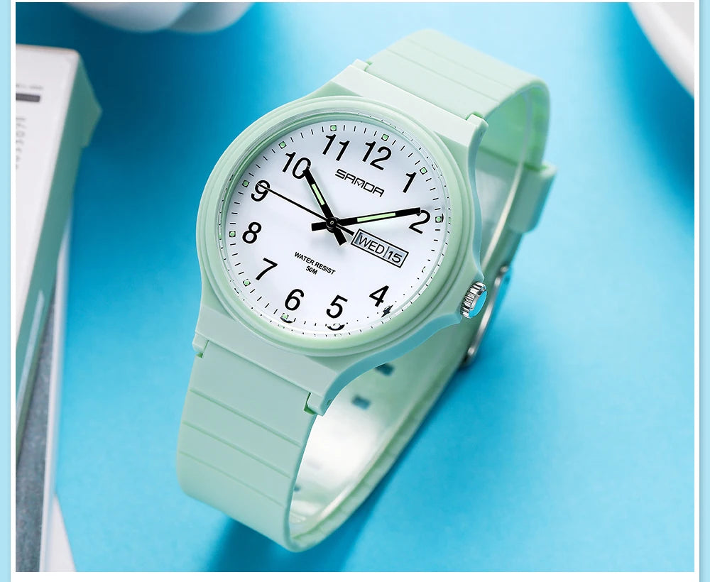 Fashion Sanda Top Brand Calenda Quartz Watch Minimalism Style Ladies Wristwatch Simple Black White Waterproof Watch Clock Reloj