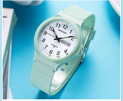 Fashion Sanda Top Brand Calenda Quartz Watch Minimalism Style Ladies Wristwatch Simple Black White Waterproof Watch Clock Reloj