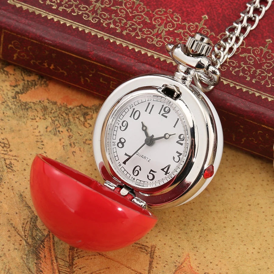 Antique Retro Ball Shaped Quartz Pocket Watch Fashion Sweater Angel Wings Necklace Chain Souvenir Gift for Men Women kids