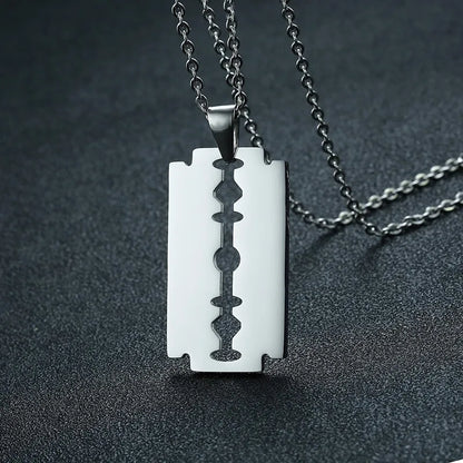 Stylish Double Edge Razor Blades Pendant for Men Necklace Stainless Steel Casual Male collar Gifts With 20"/24" Chain