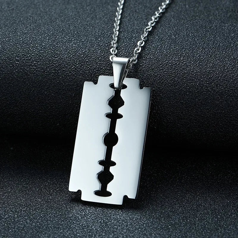 Stylish Double Edge Razor Blades Pendant for Men Necklace Stainless Steel Casual Male collar Gifts With 20"/24" Chain