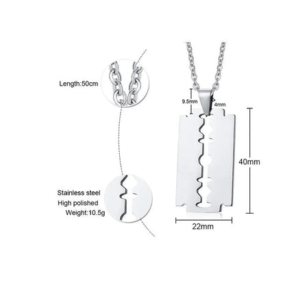 Stylish Double Edge Razor Blades Pendant for Men Necklace Stainless Steel Casual Male collar Gifts With 20"/24" Chain
