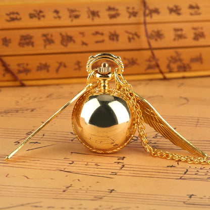 Antique Retro Ball Shaped Quartz Pocket Watch Fashion Sweater Angel Wings Necklace Chain Souvenir Gift for Men Women kids