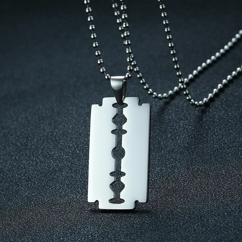 Stylish Double Edge Razor Blades Pendant for Men Necklace Stainless Steel Casual Male collar Gifts With 20"/24" Chain