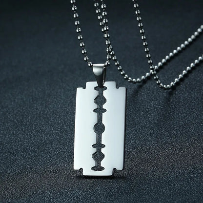 Stylish Double Edge Razor Blades Pendant for Men Necklace Stainless Steel Casual Male collar Gifts With 20"/24" Chain