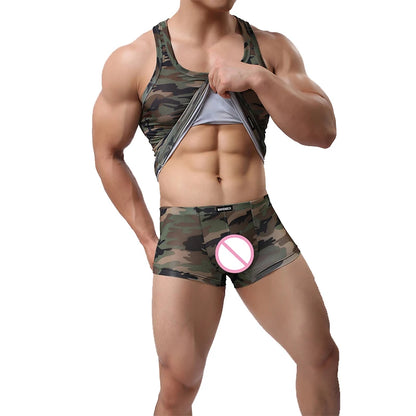 Men Tank Top Undershirt Man Sleeveless Shirt Fitness Gym Clothing Camouflage Singlet Quick Dry Bodybuilding Muscle Vest Elastic