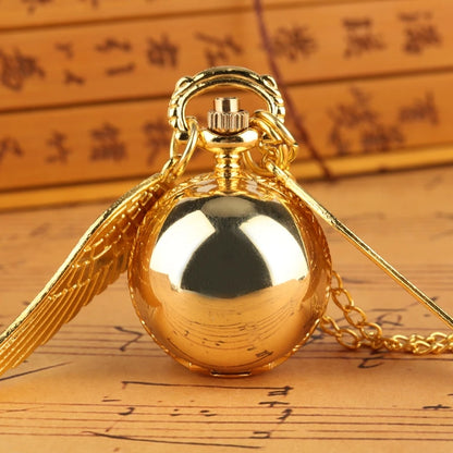 Antique Retro Ball Shaped Quartz Pocket Watch Fashion Sweater Angel Wings Necklace Chain Souvenir Gift for Men Women kids