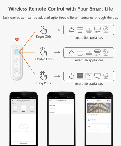 Tuya Smart Life ZigBee 3.0 Wireless Portable Pushbutton 1,2,3,4 Gang Remote Controller Scene Switch