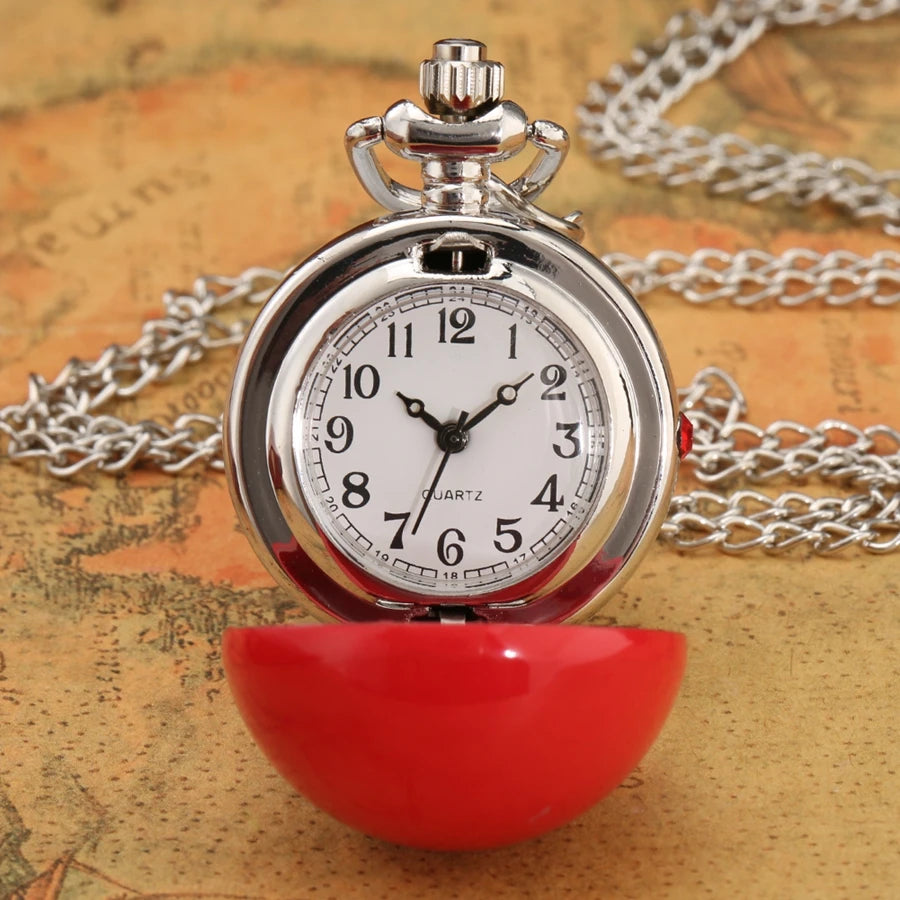 Antique Retro Ball Shaped Quartz Pocket Watch Fashion Sweater Angel Wings Necklace Chain Souvenir Gift for Men Women kids