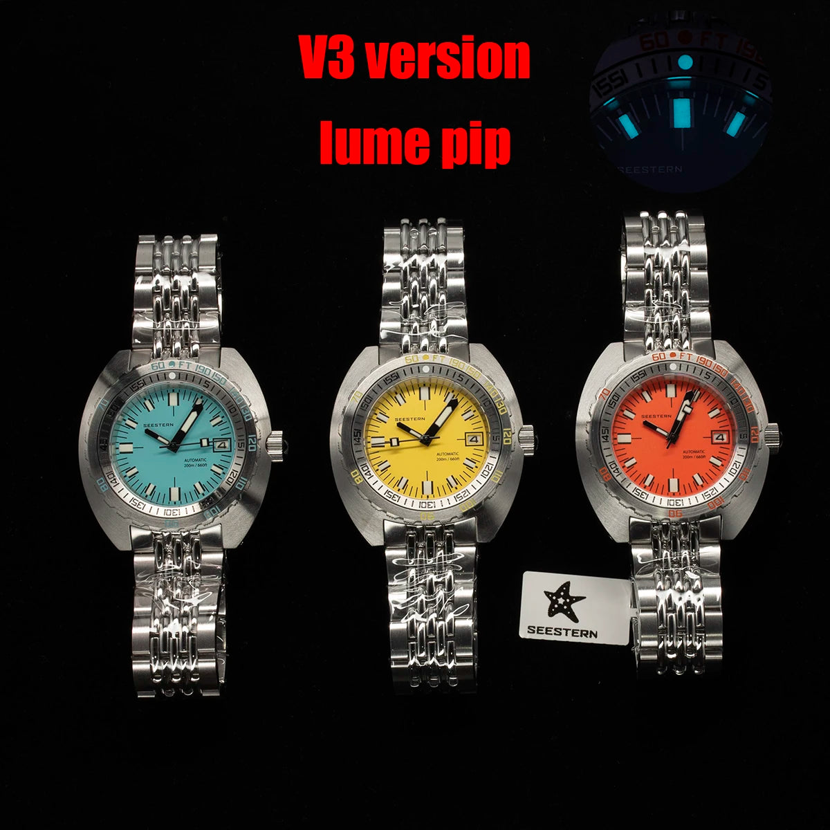 Top Brand Diver Watch Men SUB300T Automatic Mechanical Sapphire Glass Luminous Date 200m Turn Bracelet Seestern Wristwatch Retro