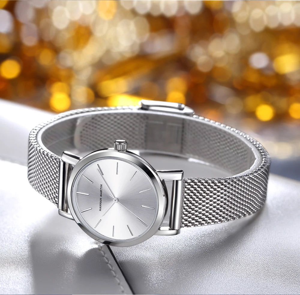 HANNAH MARTIN Brand Quality Stainless Steel Japan Quartz Movement Waterproof Women 36mm Full Rose Gold Ladies Dropshipping Watch